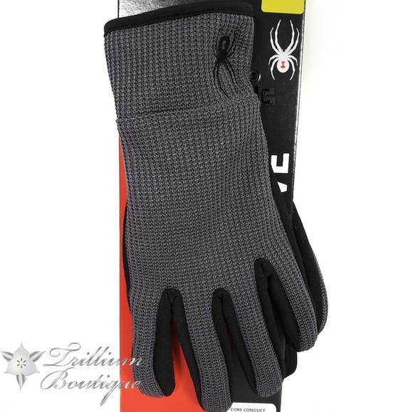 Spyder Men's Core Conduct Gloves Gray Black NWT - Picture 6 of 8